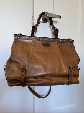 Vintage Leather Doctor Bag Adjustable Frame Satchel Shoulder Bag
